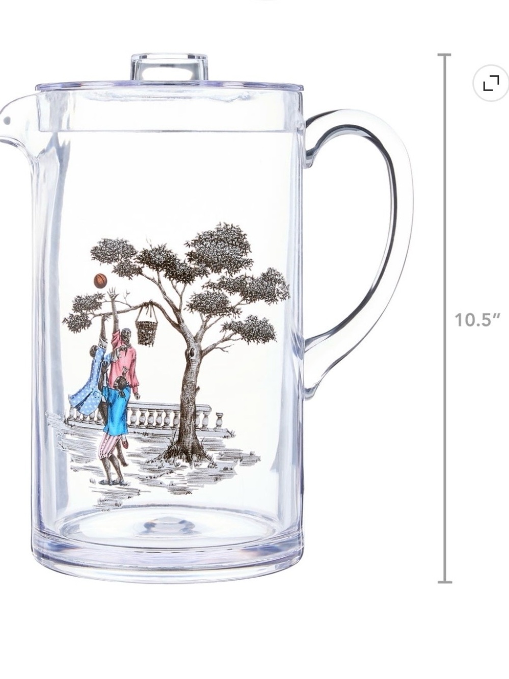 Sheila Bridges for Walmart Clear AcrylicPitcher w/Harlem Toile Scene - White - Picture 2 of 5